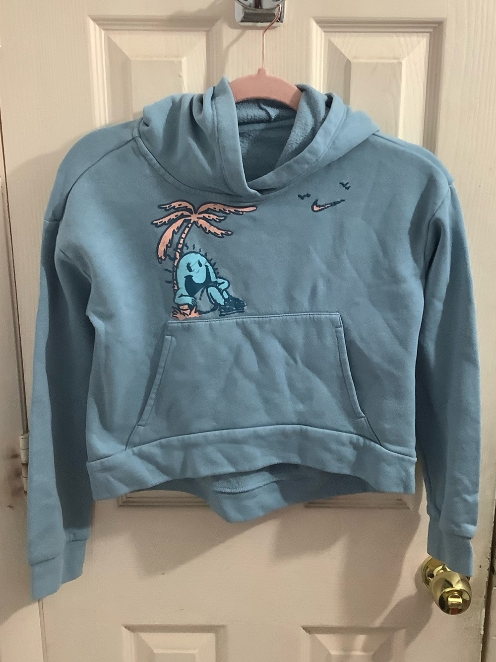 Nike blue kids hoodie cartoon character palm tree size M